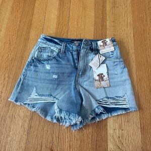 Sincerely Jules Blue Jean Shorts Distressed High-Waisted